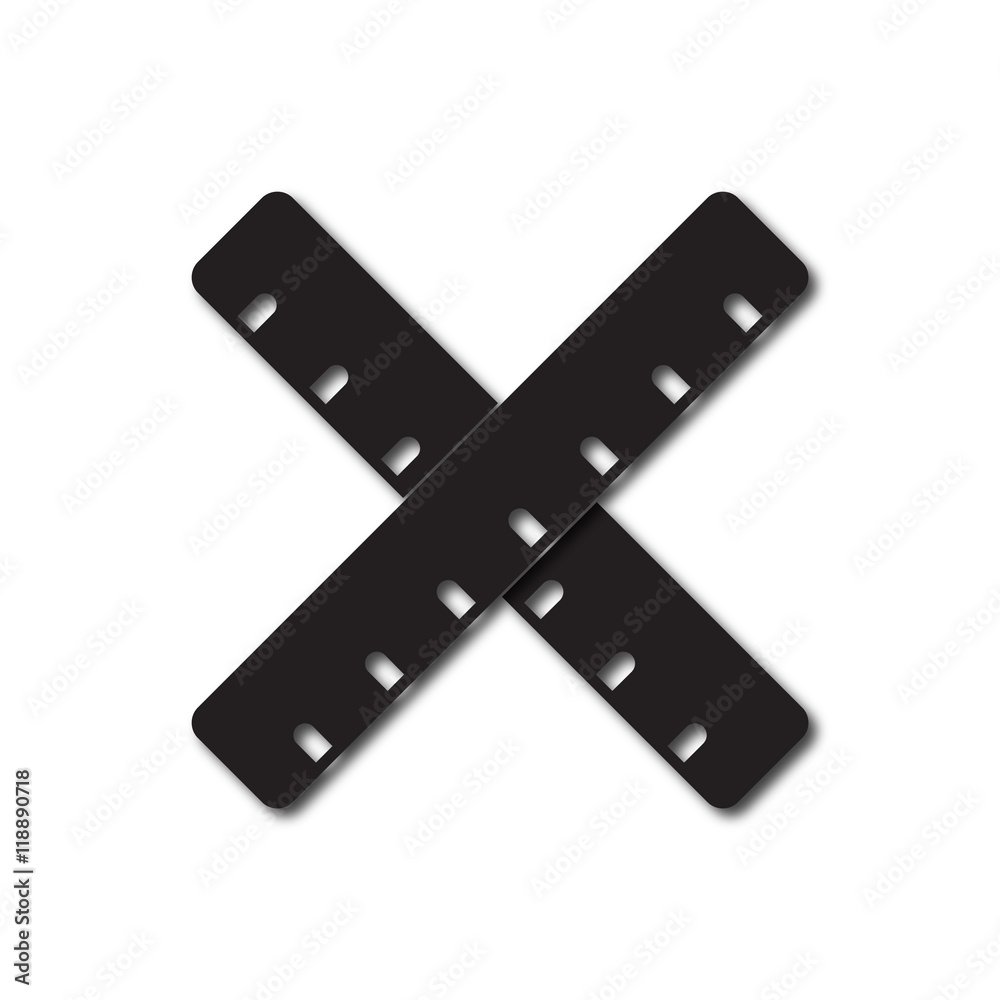 Back to School and Education vector flat icon in black and white style Two crossed rulers Back to School and Education vector flat icon in black and white style Two crossed rulers