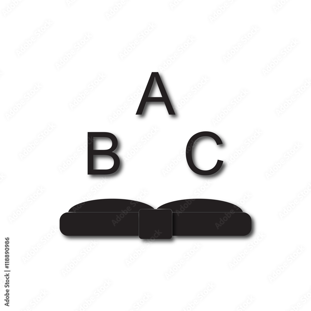 Back to School and Education vector flat icon in black and white style Open book Back to School and Education vector flat icon in black and white style Open book