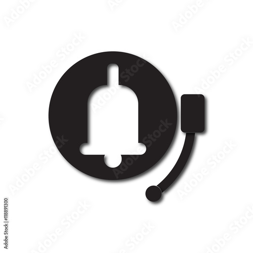 Back to School and Education vector flat icon in black and white style school bell