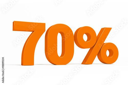 Orange 3d 70 % percent text on white background for autumn sale campaigns. See whole set for other numbers.