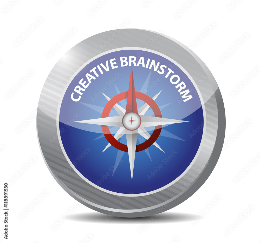 Creative Brainstorm compass sign concept Creative Brainstorm compass sign concept