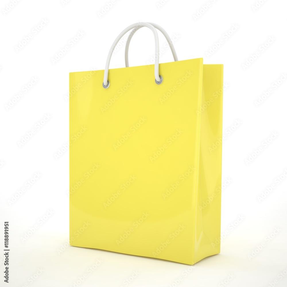 Paper Shopping Bag isolated on white background. 3d rendering. Paper Shopping Bag isolated on white background. 3d rendering.