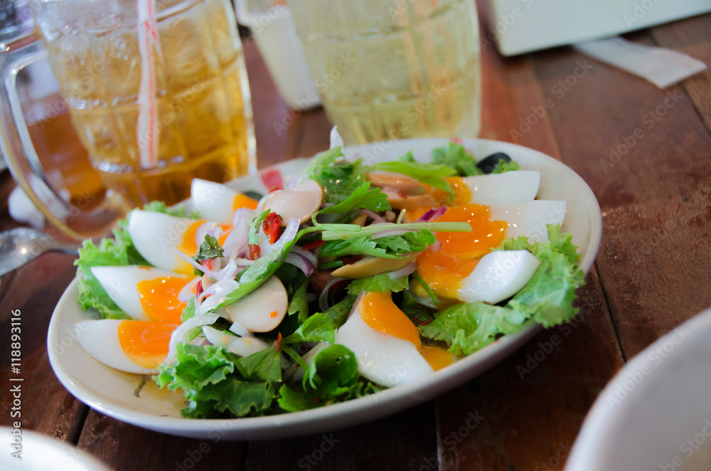 Spicy salad with boiled eggs