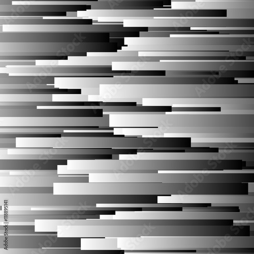 Abstract background with glitch effect, distortion, random horizontal black and white lines for design concepts, posters, banners, web, presentations and prints. Vector illustration.