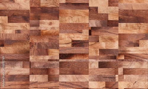 Wooden background, squares abstract pattern