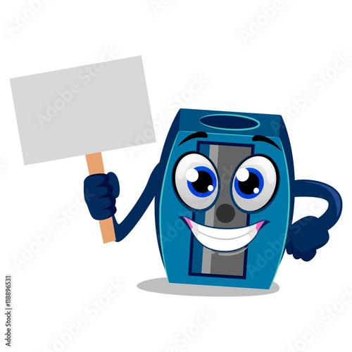 Vector Illustration of Sharpener Mascot holding Placard