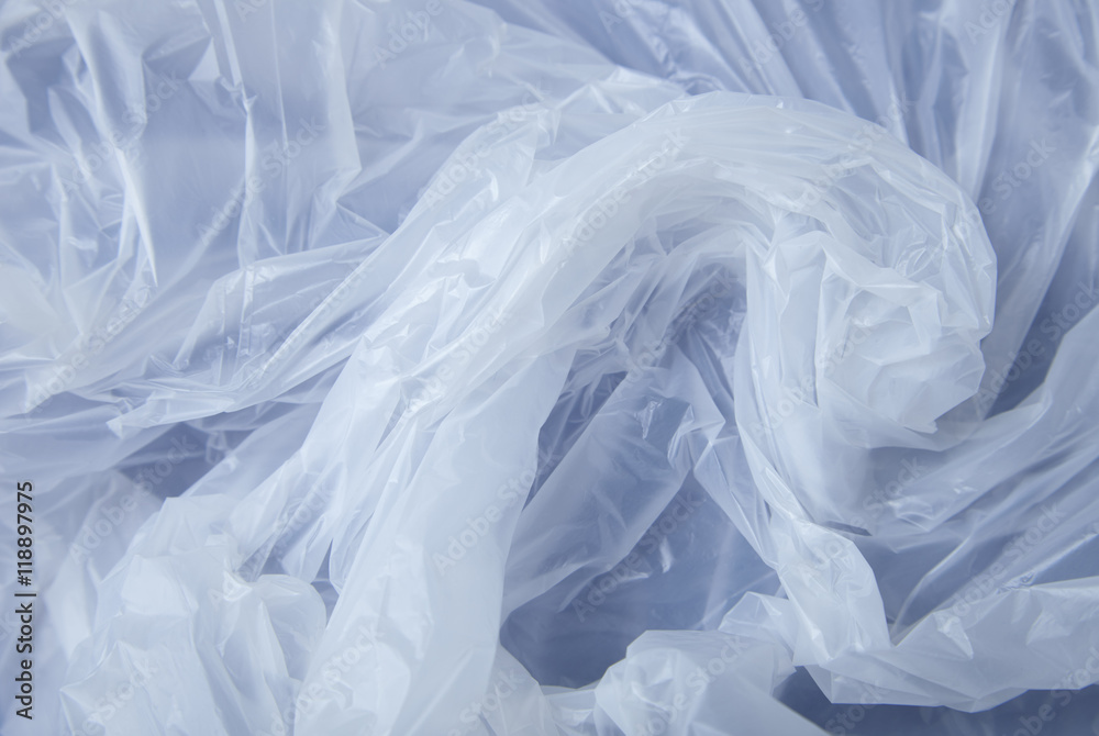 Obraz A full page of white polythene bag texture on a blue background