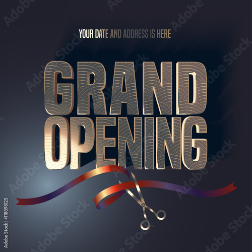 Grand opening vector illustration, background, banner