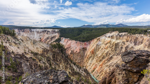 Beautiful rocks. Amazing mountain landscape. Rocky walls along the Grand Canyon of the Yellowstone. Point sublime on the Grand Canyon of the Yellowstone, Yellowstone National Park, Wyoming