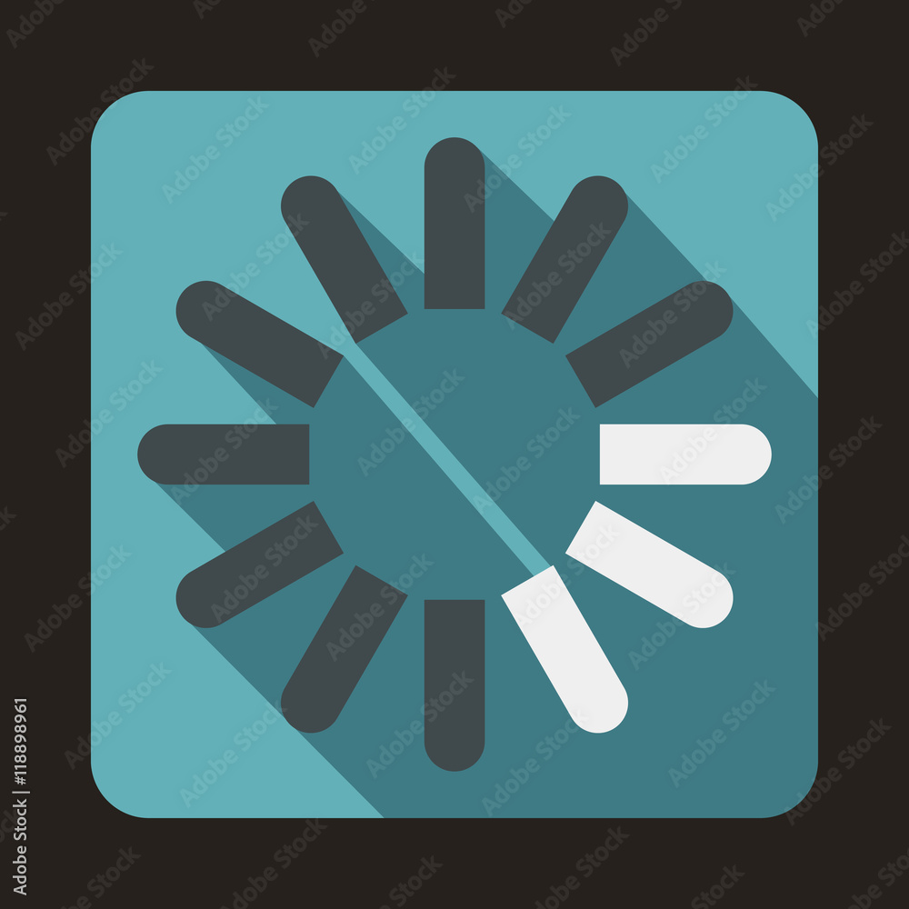 Loading circle icon in flat style on a baby blue background Loading circle icon in flat style on a baby blue background