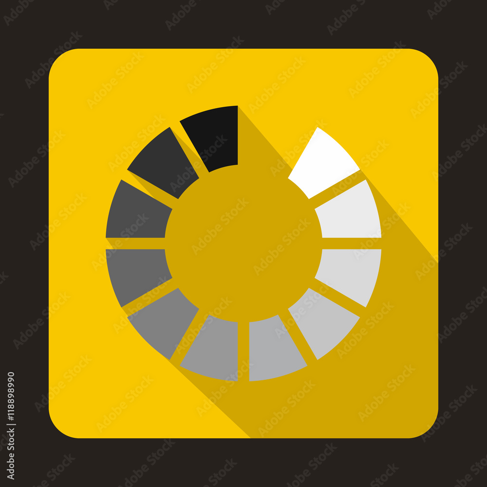 Loading circle icon in flat style on a yellow background