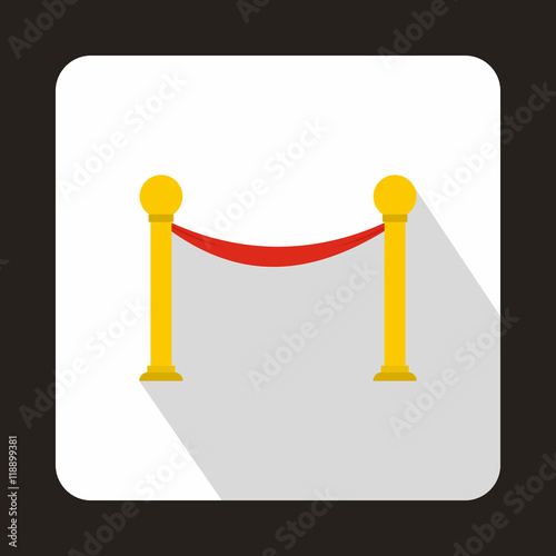 Barrier rope icon in flat style on a white background