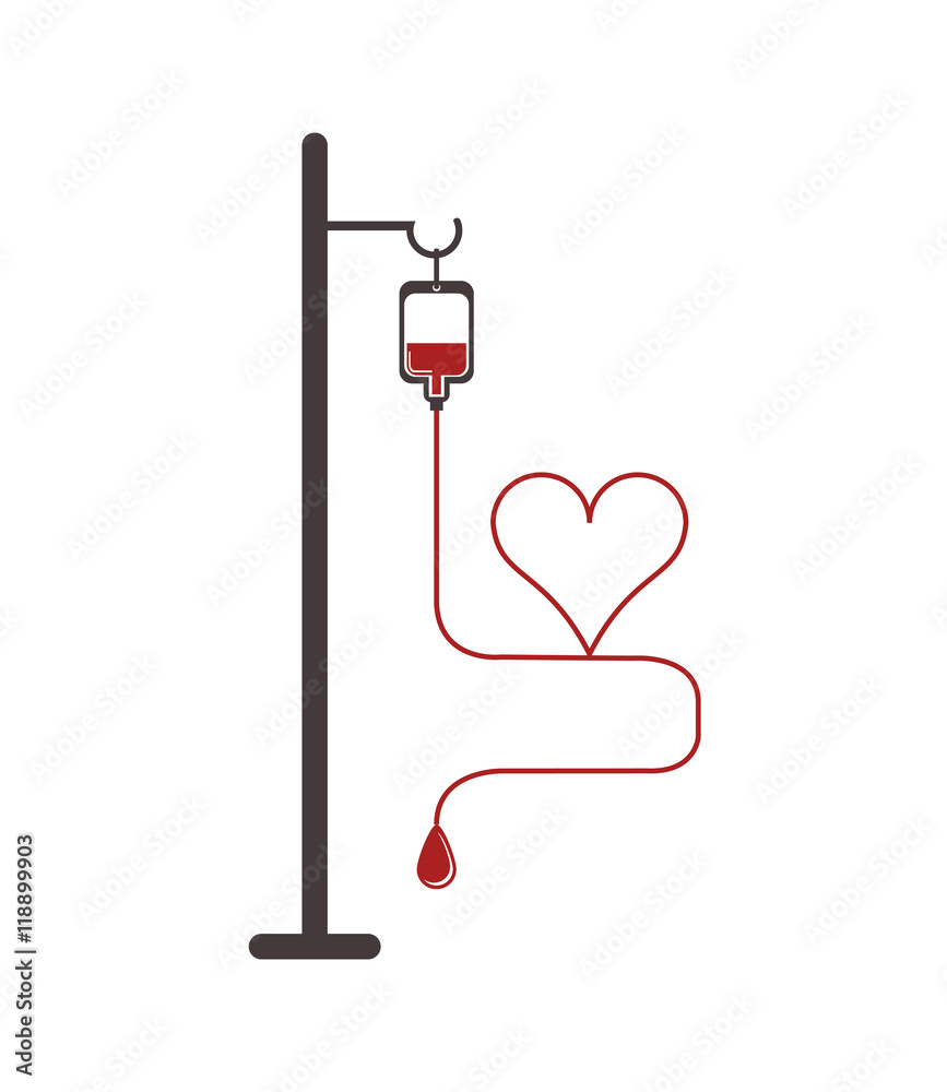flat design blood bag icon and cartoon heart vector illustration flat design blood bag icon and cartoon heart vector illustration