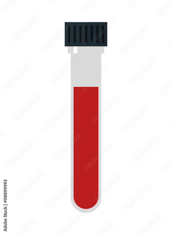 flat design test tube with blood icon vector illustration