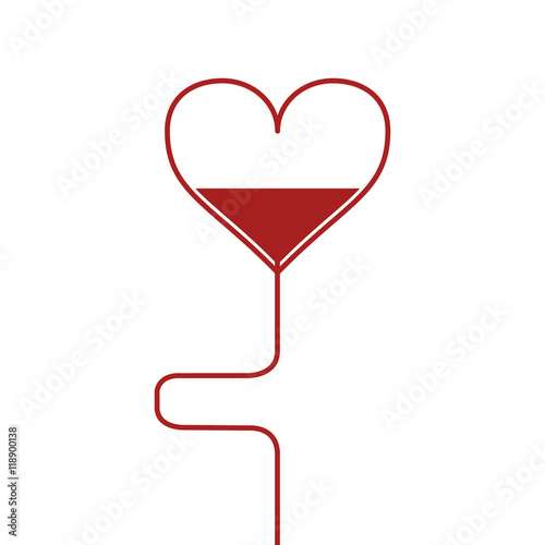 flat design blood bag icon and cartoon heart vector illustration