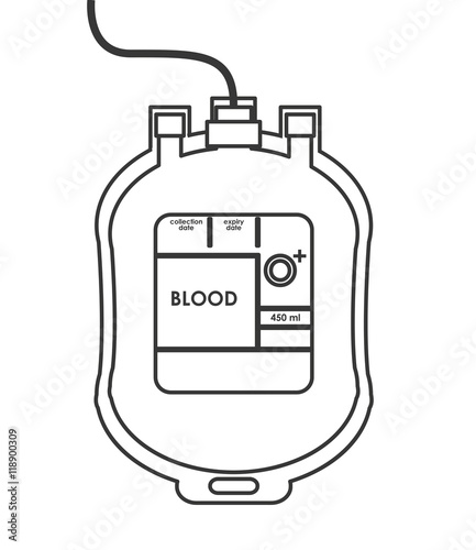 flat design blood bag icon vector illustration