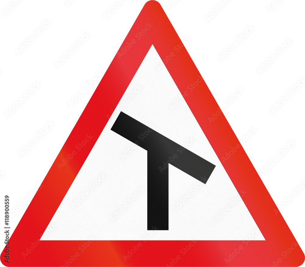 Road sign used in the African country of Botswana - Skewed T-junction Road sign used in the African country of Botswana - Skewed T-junction