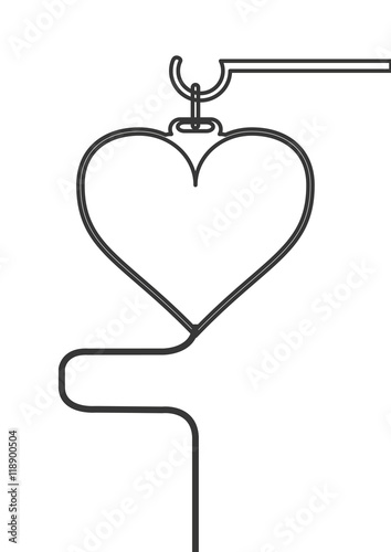 flat design blood bag icon and cartoon heart vector illustration