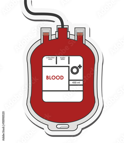 flat design blood bag icon vector illustration