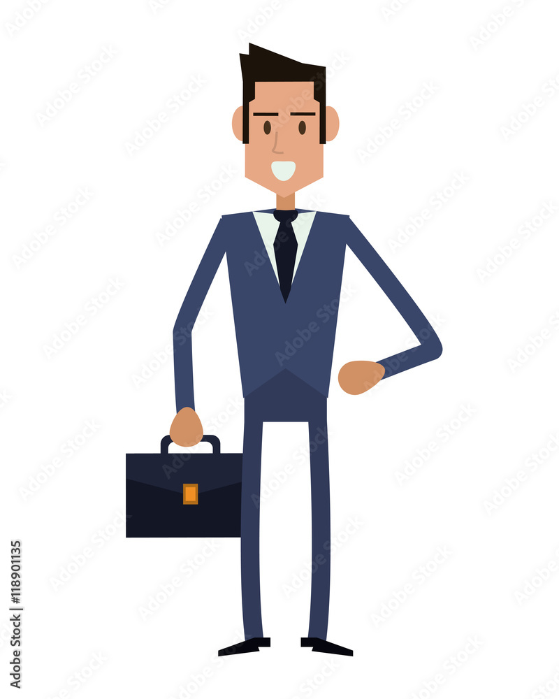businessman suitcase cartoon man male avatar business suit cloth icon. Flat and Isolated design. Vector illustration businessman suitcase cartoon man male avatar business suit cloth icon. Flat and Isolated design. Vector illustration