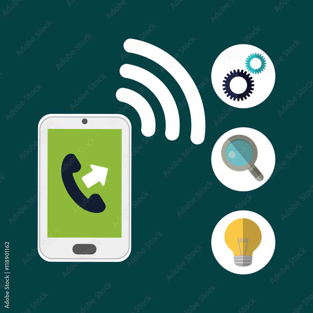 smartphone gear lupe bulb customer service technical service call center icon set. Colorful and flat design. Vector illustration smartphone gear lupe bulb customer service technical service call center icon set. Colorful and flat design. Vector illustration