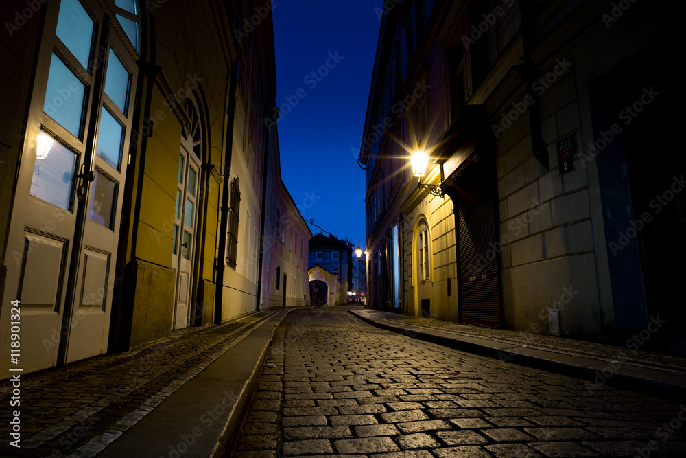 Night european city street