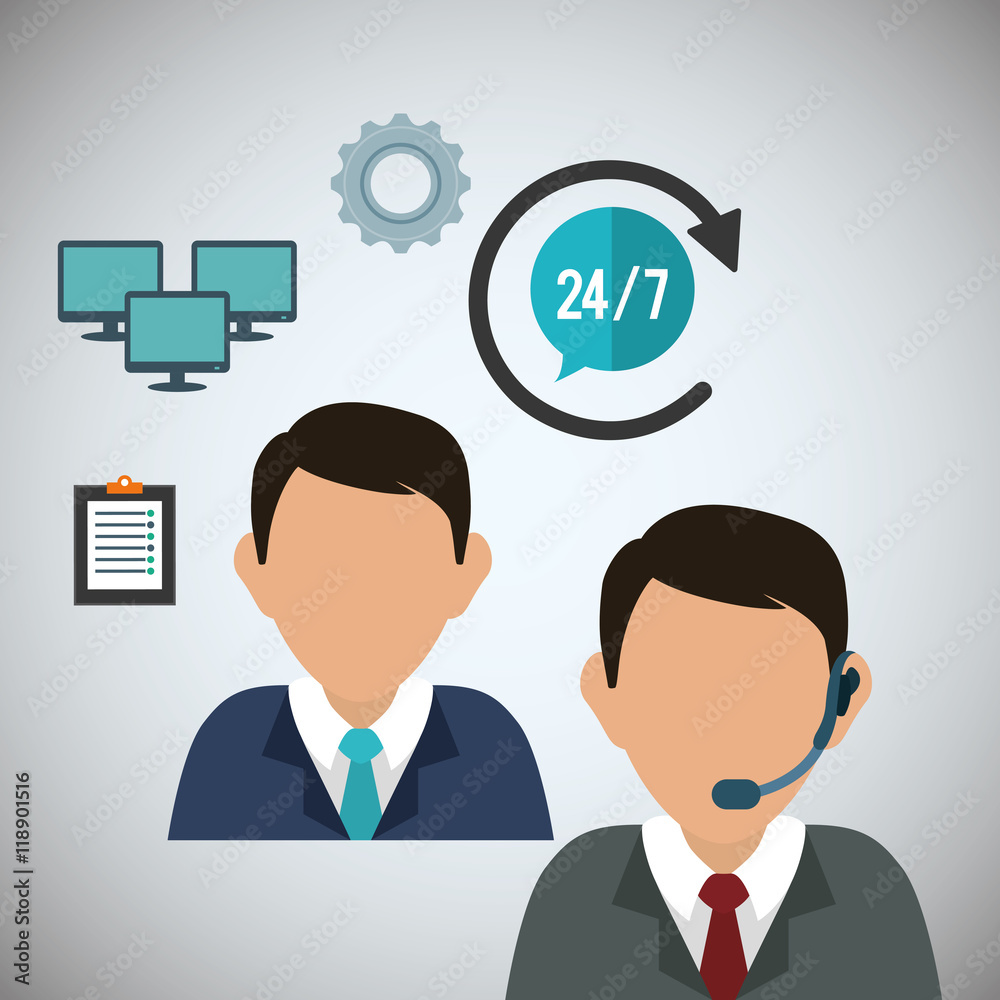 man headphone male computer checklist customer service technical service call center icon set. Colorful and flat design. Vector illustration man headphone male computer checklist customer service technical service call center icon set. Colorful and flat design. Vector illustration