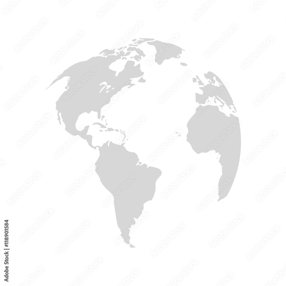 planet earth map grey world icon. Flat and Isolated design. Vector illustration