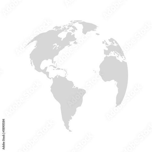 planet earth map grey world icon. Flat and Isolated design. Vector illustration