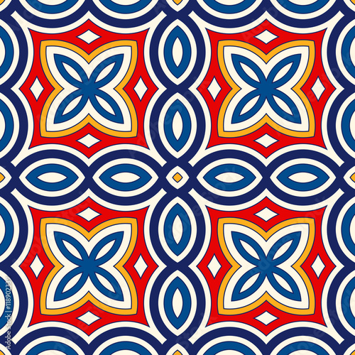 Schilderij op canvas Seamless pattern with symmetric geometric ornament