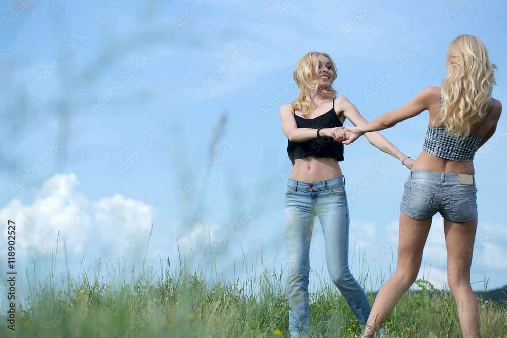 pretty women in field outdoor