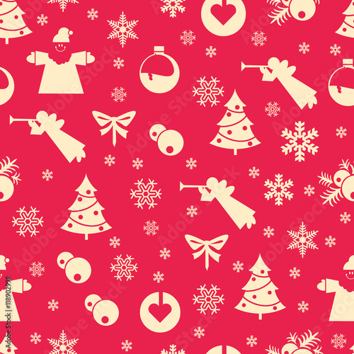 Christmas seamless pastel retro vector patterns tiling. Endless texture can be used for printing onto fabric and paper or scrap booking, surface textile, web page background. New Year abstract shapes.