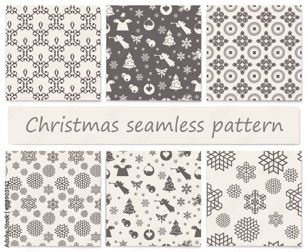 Christmas seamless red retro vector patterns tiling. Endless texture can be used for printing onto fabric and paper or scrap booking, surface textile, web page background.