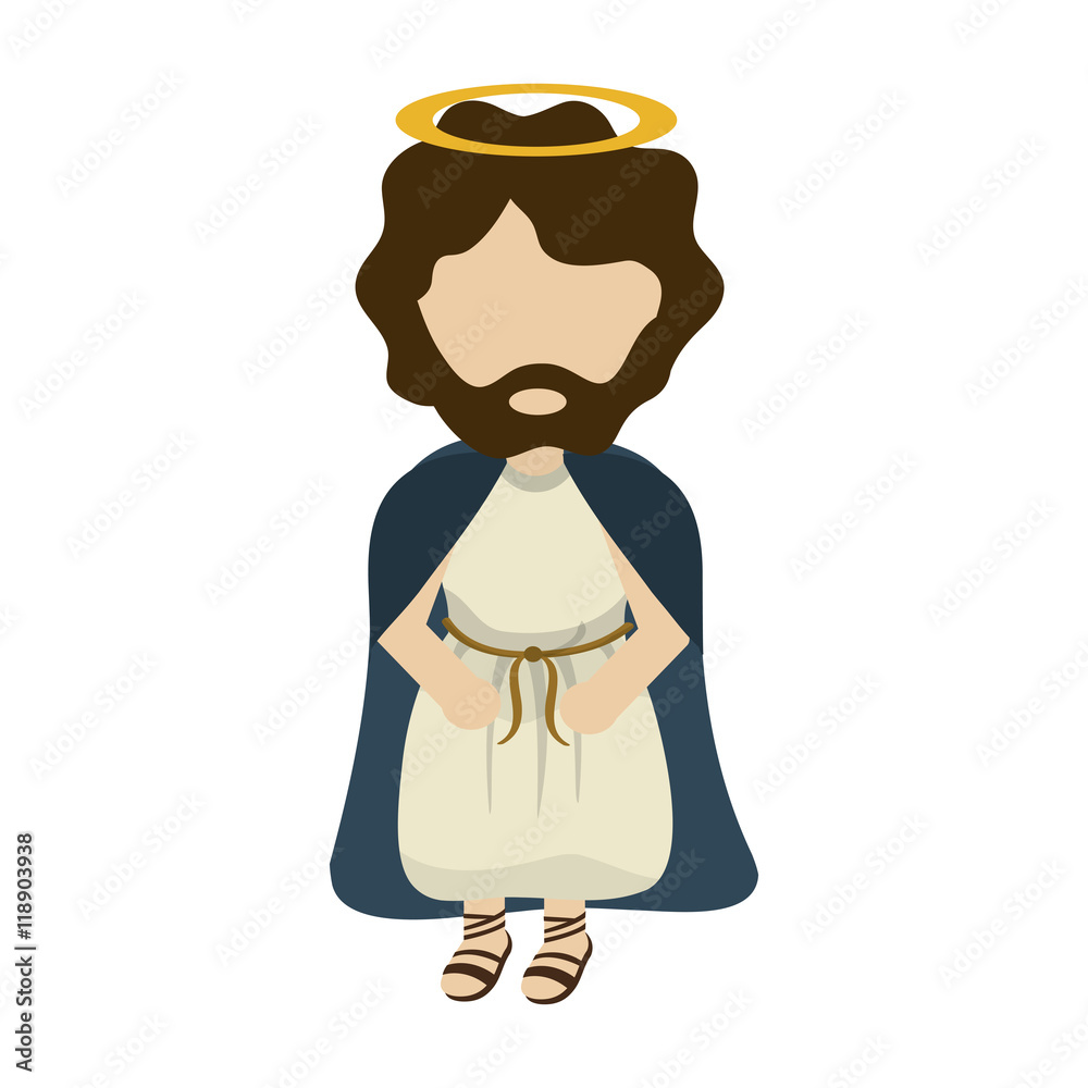 Holy Jesus cartoon angel religion, vector illustration