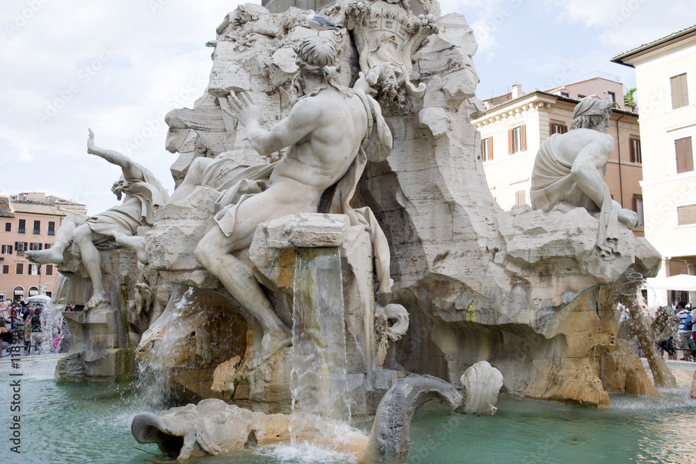 fountain of the four rivers at navona square in rome