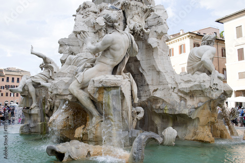 fountain of the four rivers at navona square in rome photo