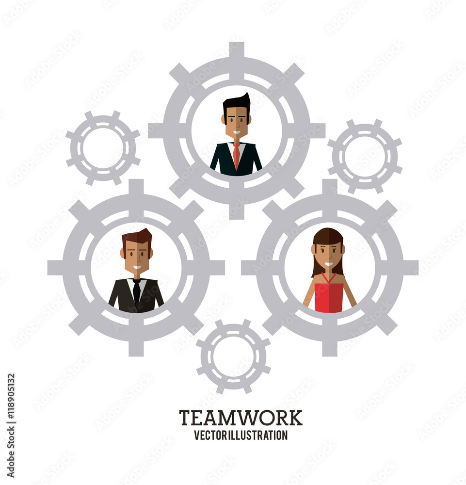avatar businessman woman gear teamwork support collaborative unity icon. flat design. Vector illustration avatar businessman woman gear teamwork support collaborative unity icon. flat design. Vector illustration