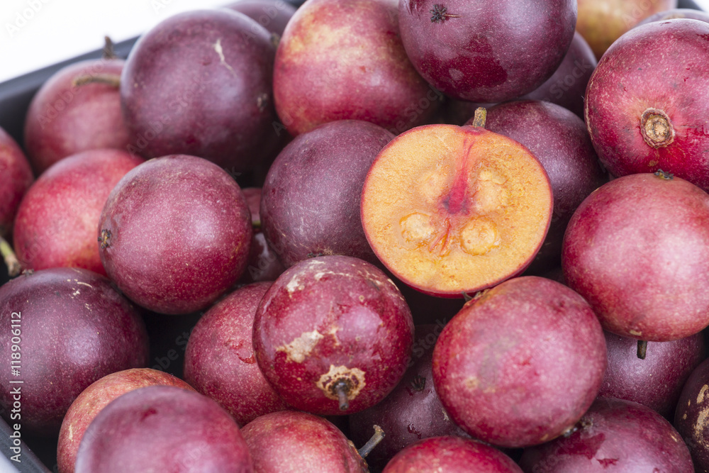 Fruit fresh Ramontchi on black dish