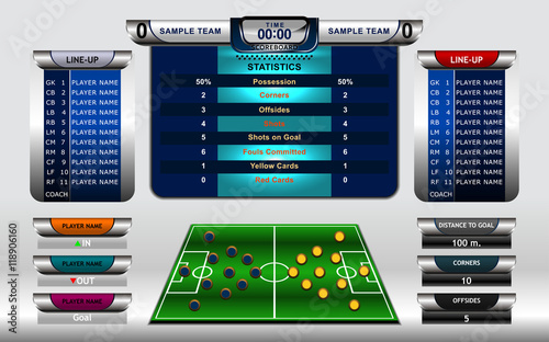 soccer scoreboard design elements, vector illustration