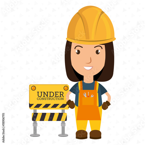 under construction worker website vector illustration design