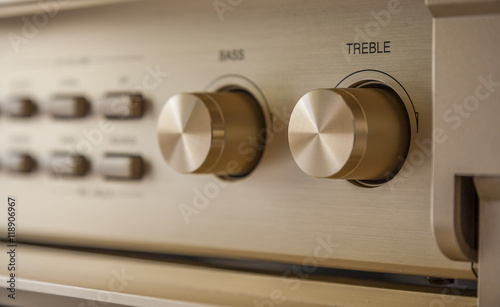 Photos Control knobs of vintage AV amplifier