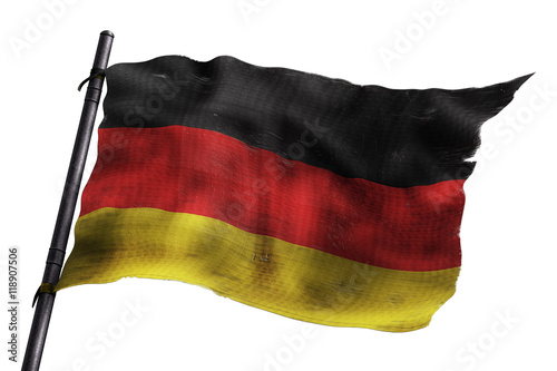 Drapeau allemand usé sur fond blanc 