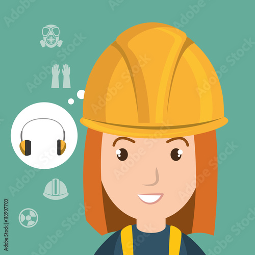 woman worker equipment protection vector illustration design