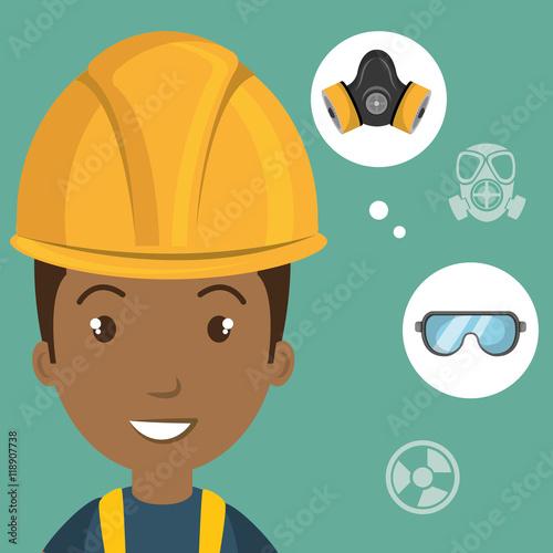man worker equipment protection vector illustration design