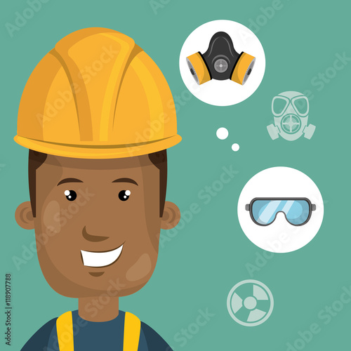 man worker equipment protection vector illustration design