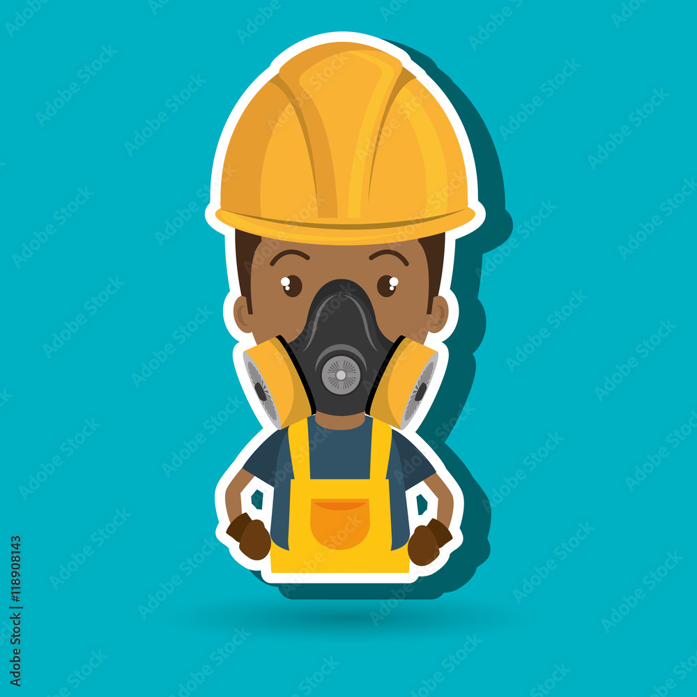 man worker mask gas vector illustration design man worker mask gas vector illustration design