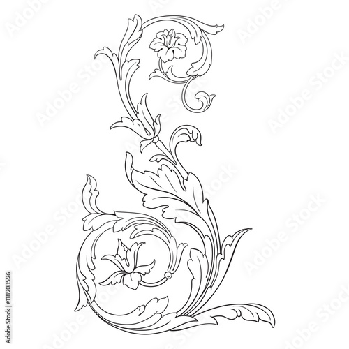 Wallpaper Mural Vintage element engraving with retro ornament pattern in antique rococo style decorative design. Royal element of Design on a white background. You can use for wedding invitation. Torontodigital.ca