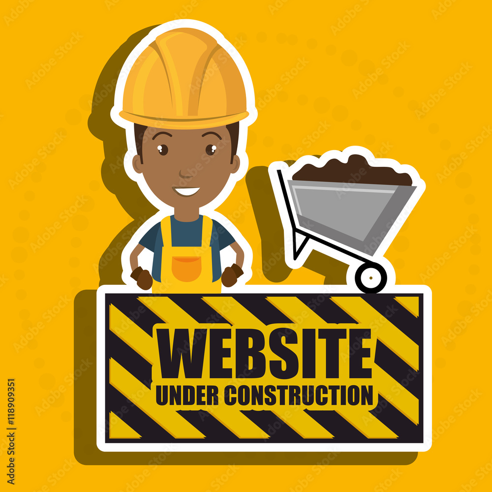 man website under construction avatar vector illustration design