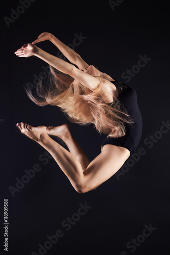 jump.beautiful gymnast girl dancing.beauty young ballet woman