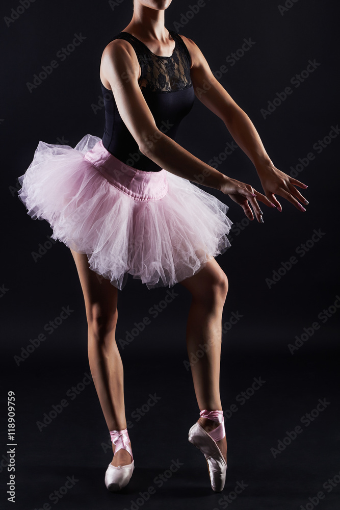 Beautiful female dancer.Ballerina wearing leotard; tutu; pointe shoes Stock-foto Adobe Stock